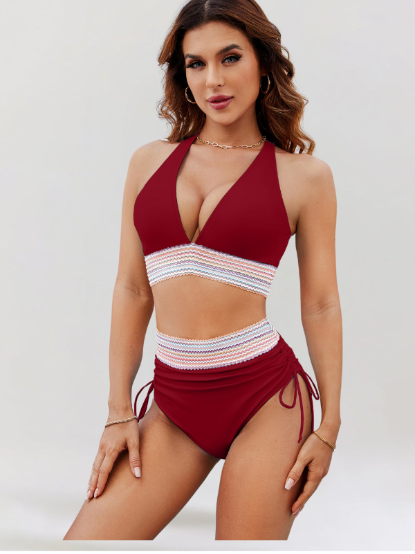Bikini set with belly support system and high waist
