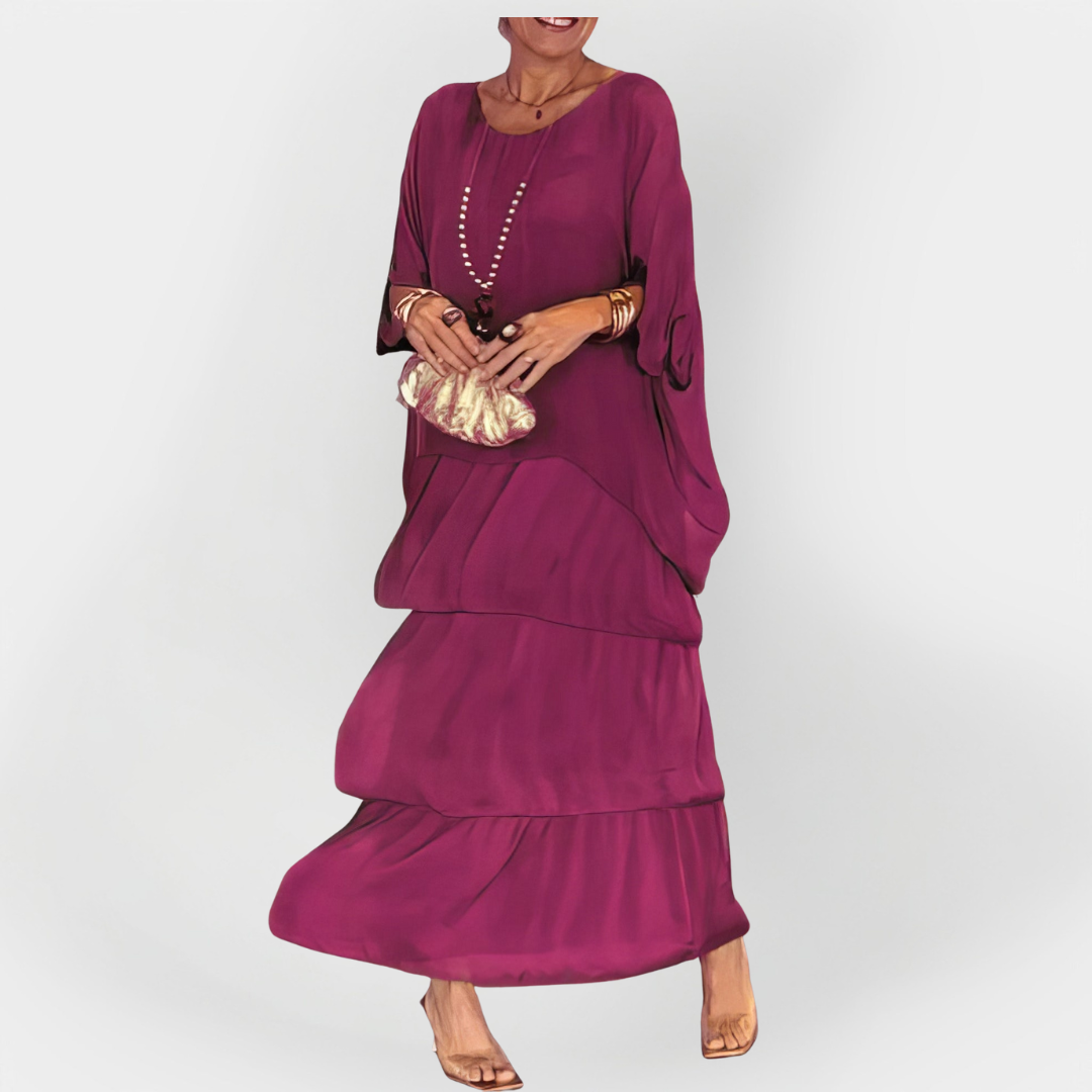 Pleated Dress with Two-Layer Effect
