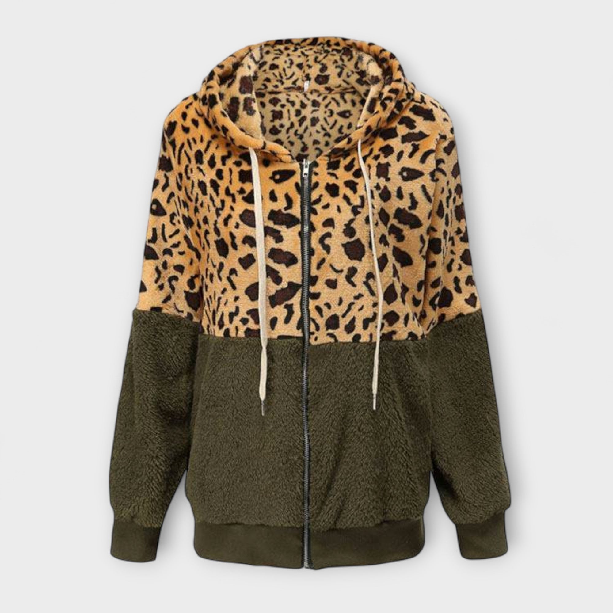 Hanorac Lea - Fleece cu imprimeu leopard