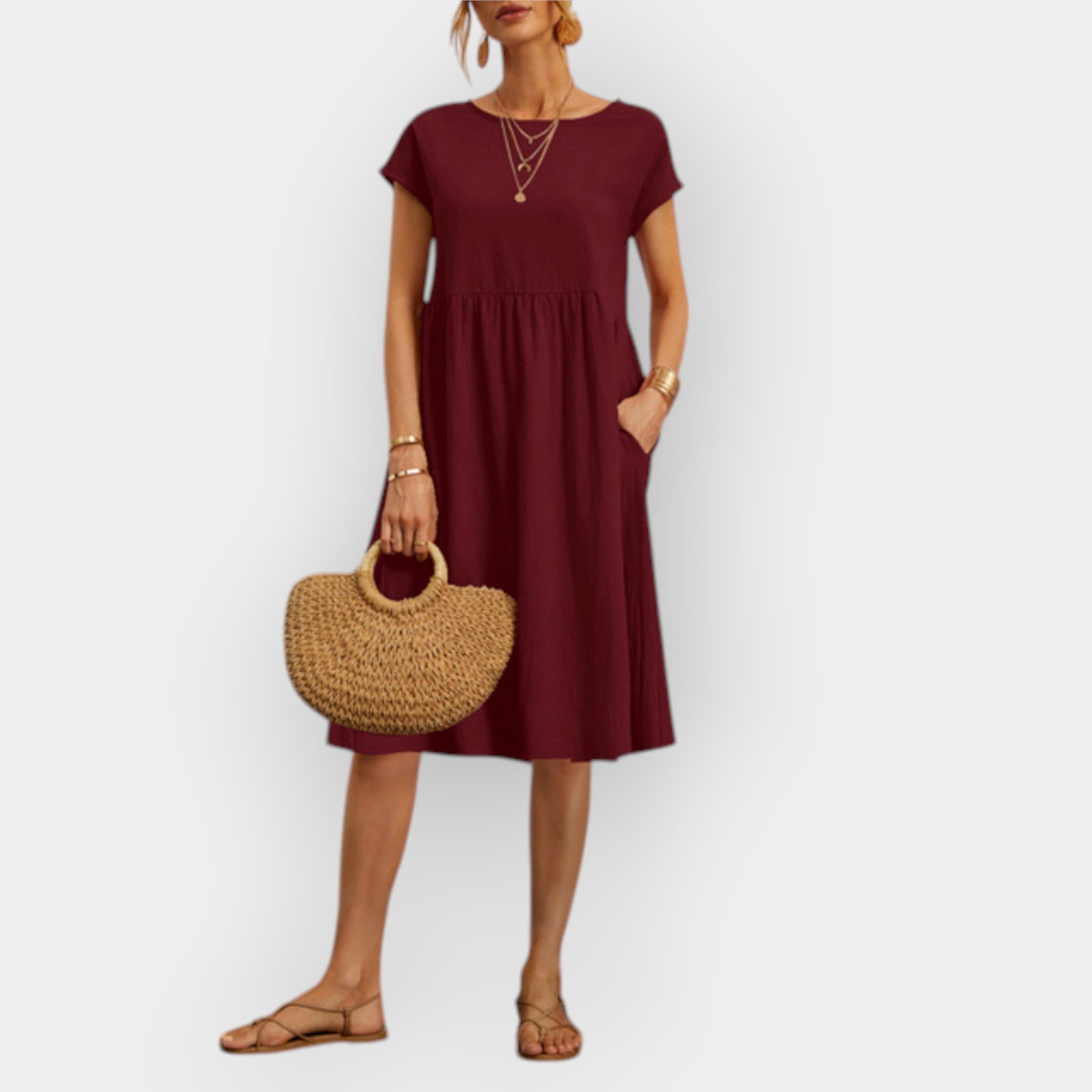 Rochie Midi cu Linii Minimaliste