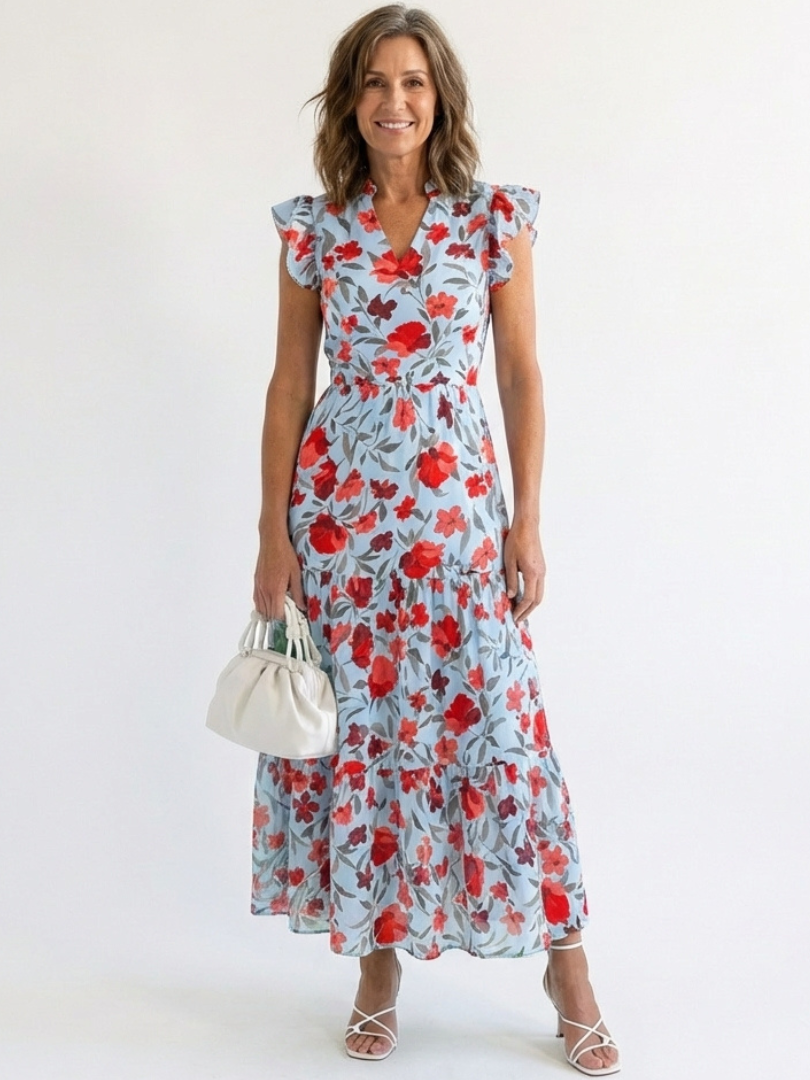 Lila | V-Neck Floral Midi Dress
