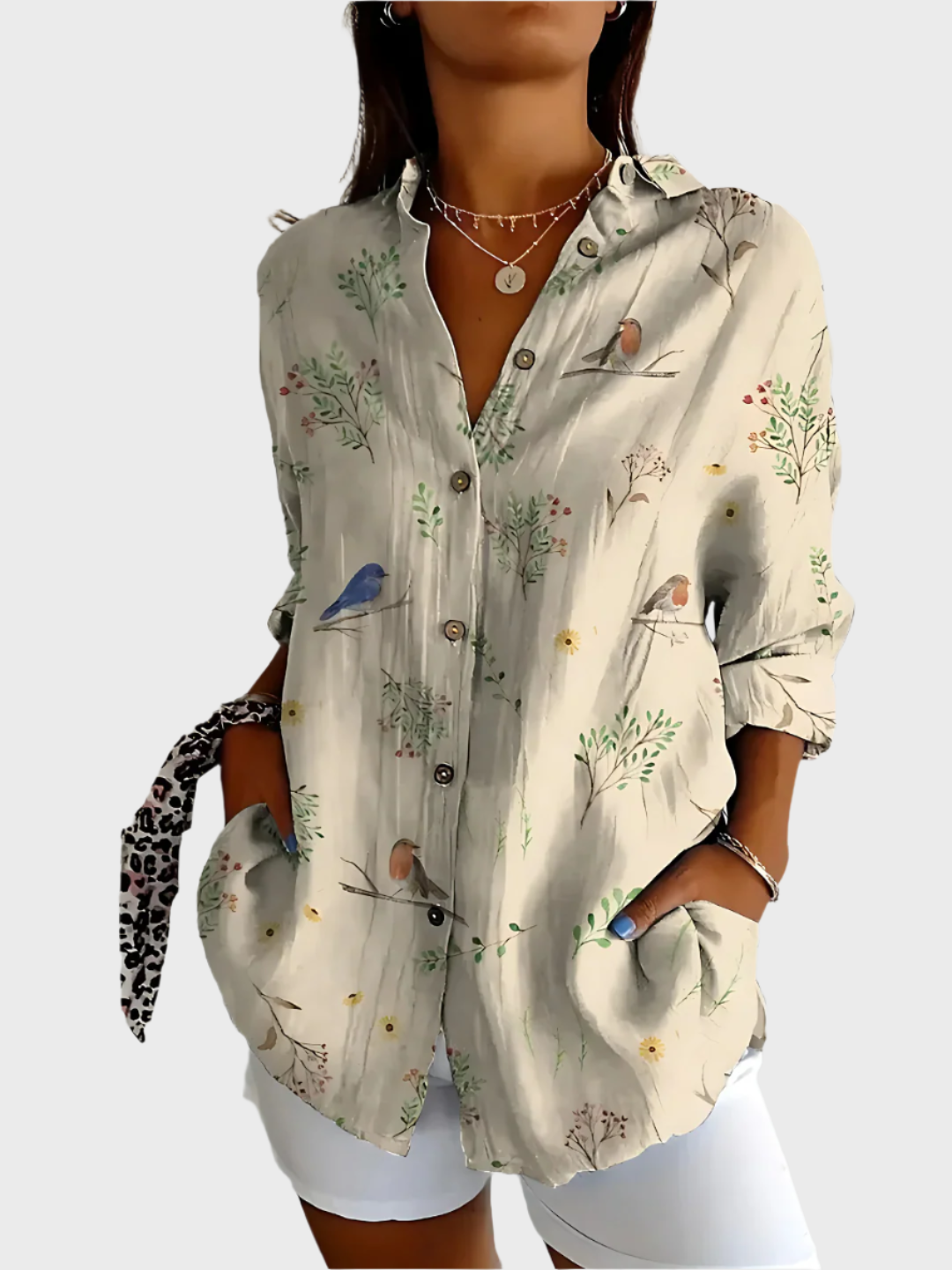 Cotton Floral Pattern Shirt