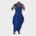 Light dress with a modern silhouette and pockets
