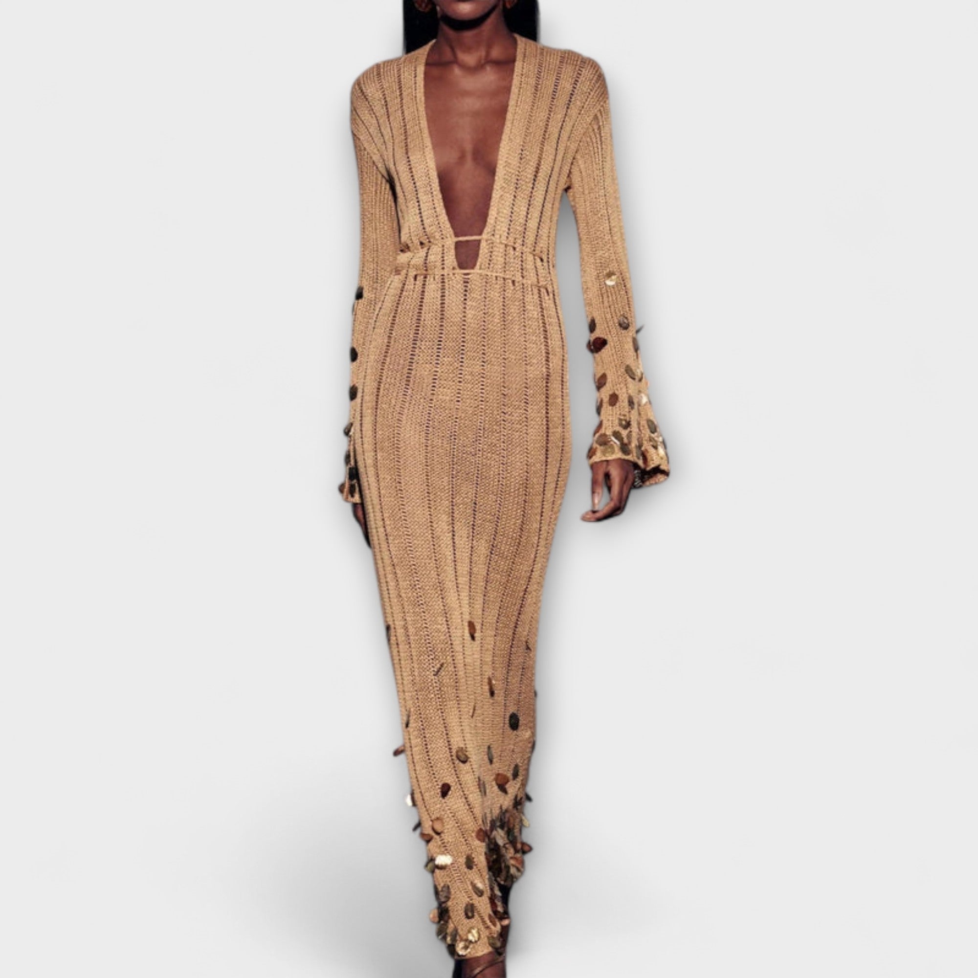 Golden Knitted Maxi Dress from Dolly