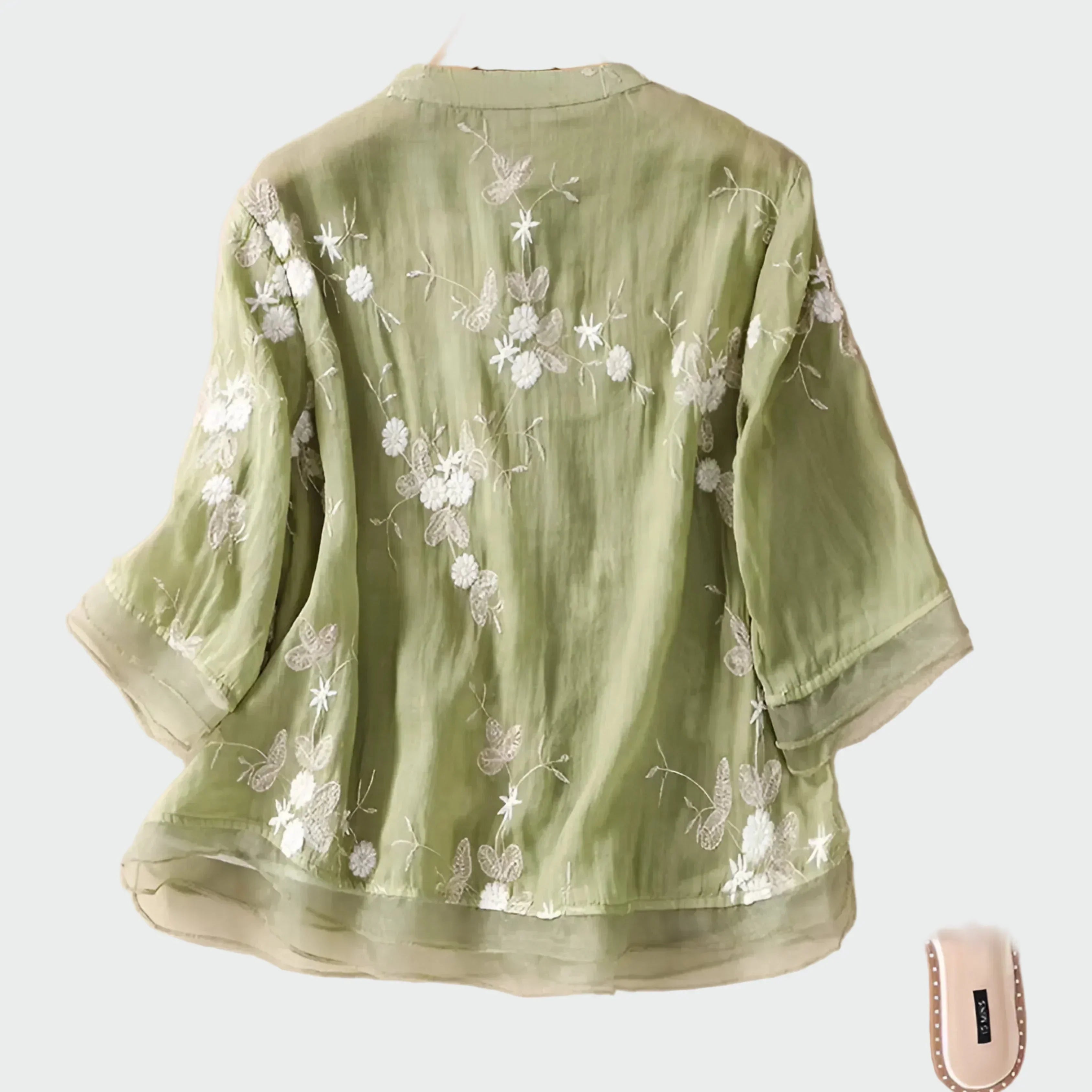 Cotton Blouse with Embroidered Flowers
