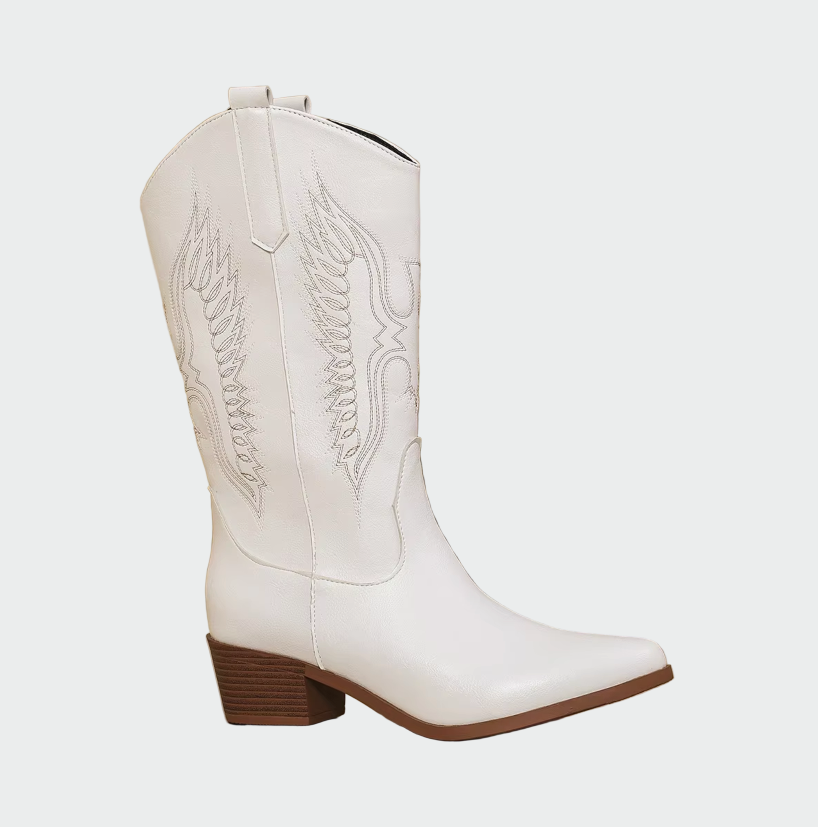 Isabella | Black Leather Cowboy Boots with Feather Details