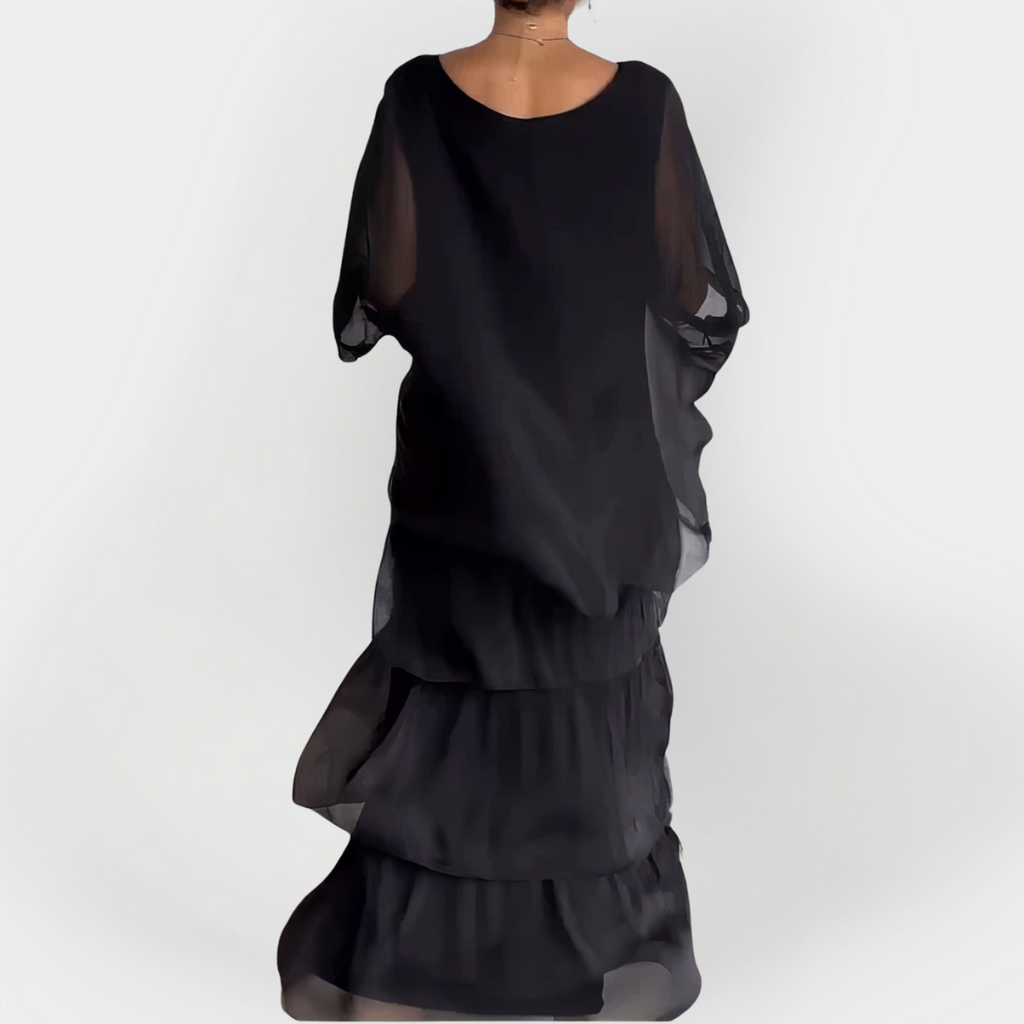 Pleated Dress with Two-Layer Effect