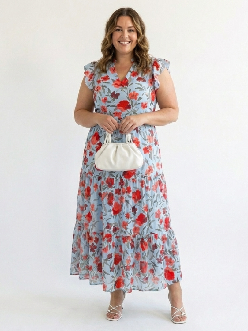 Lila | V-Neck Floral Midi Dress