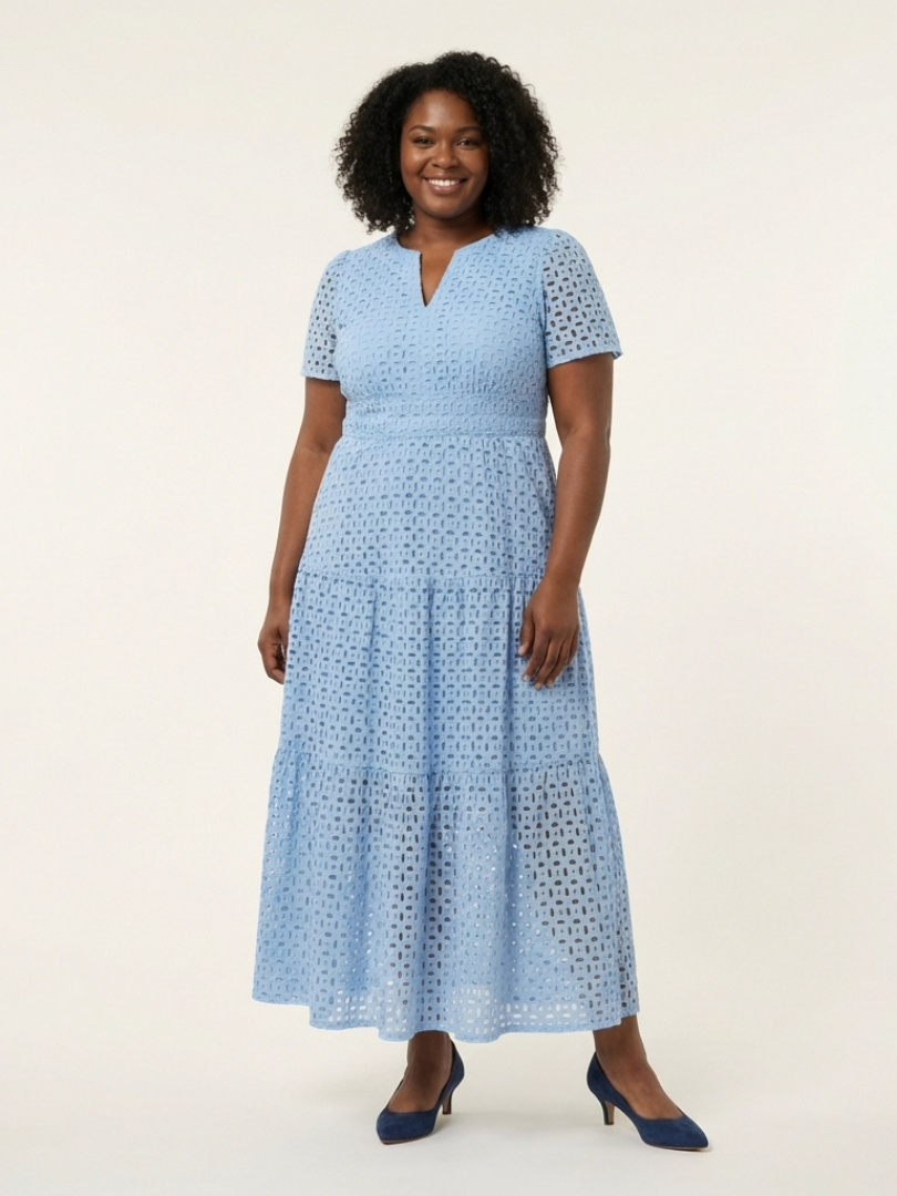 Brielle | Midi Dress with Short Sleeves and V-Neckline