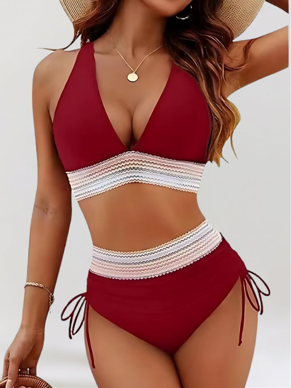 Bikini set with belly support system and high waist