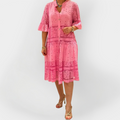 Dress with Lace, Sleeves, and Front Buttons