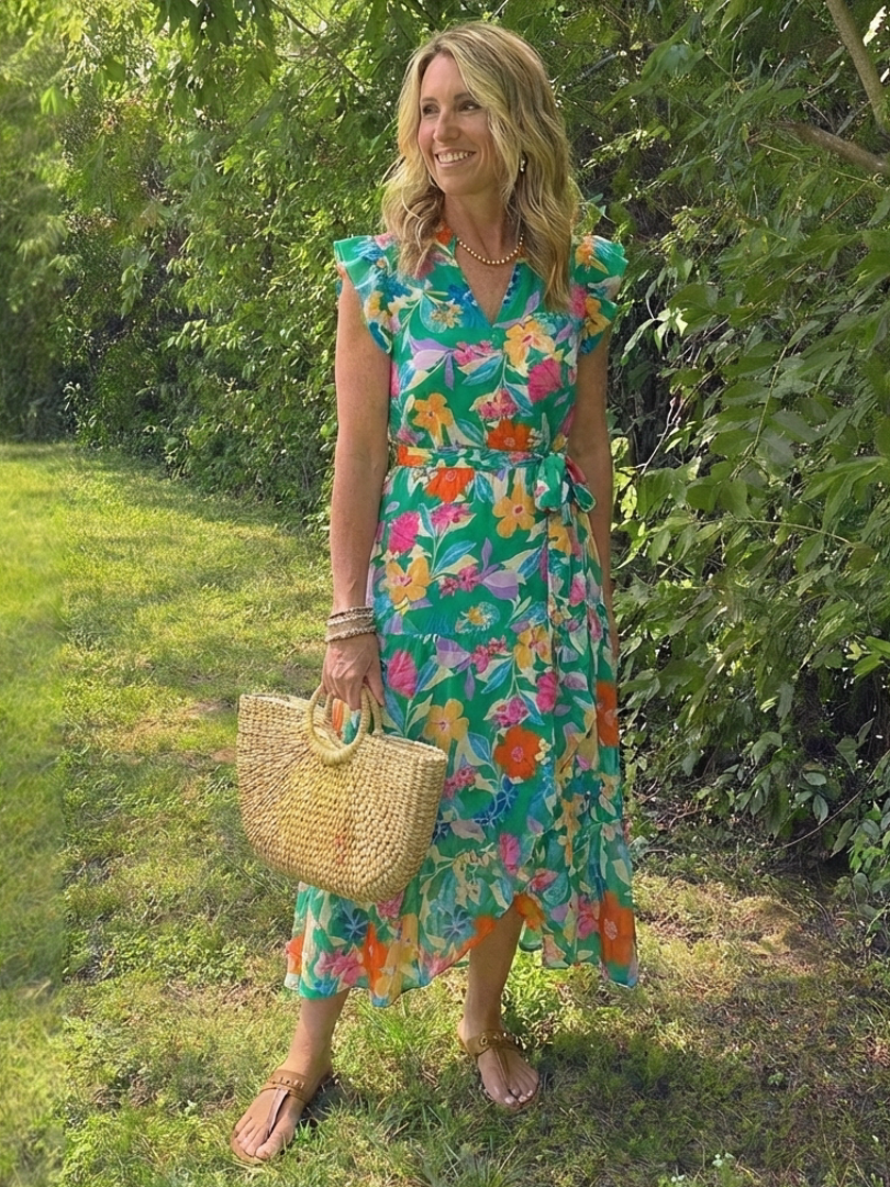 Lila | V-Neck Floral Midi Dress