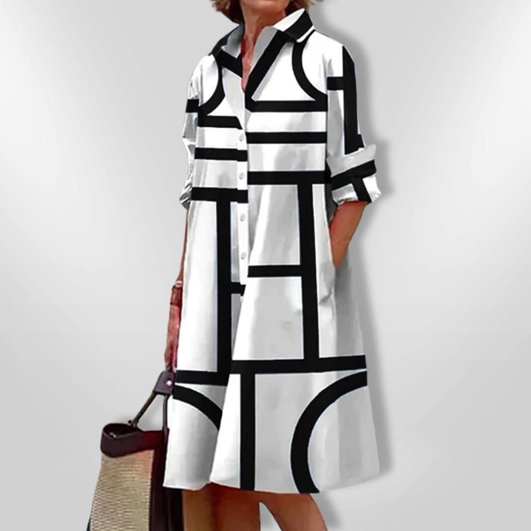 Rochie midi cu imprimeu geometric