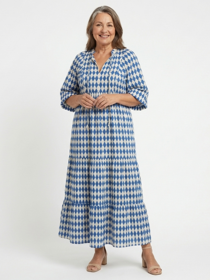 Elodie | Midi Dress with Diamond Print