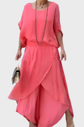 Wide Top and Ripped Pants – Two-Piece Chiffon Skirt