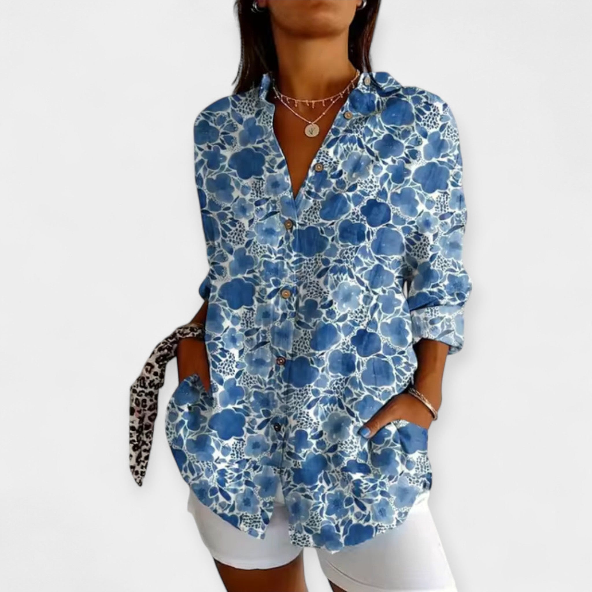 Shirt with Buttons and Floral Pattern