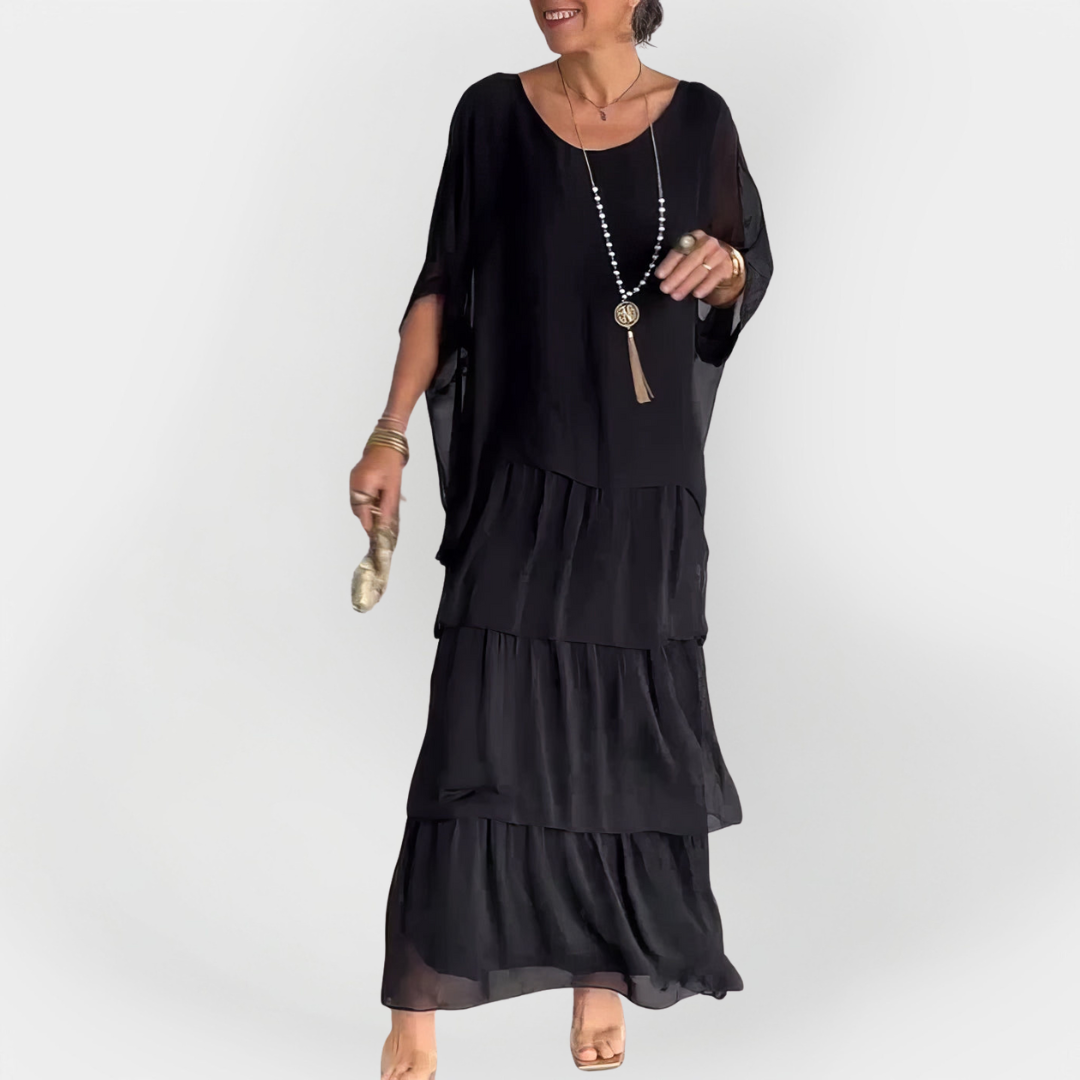 Pleated Dress with Two-Layer Effect