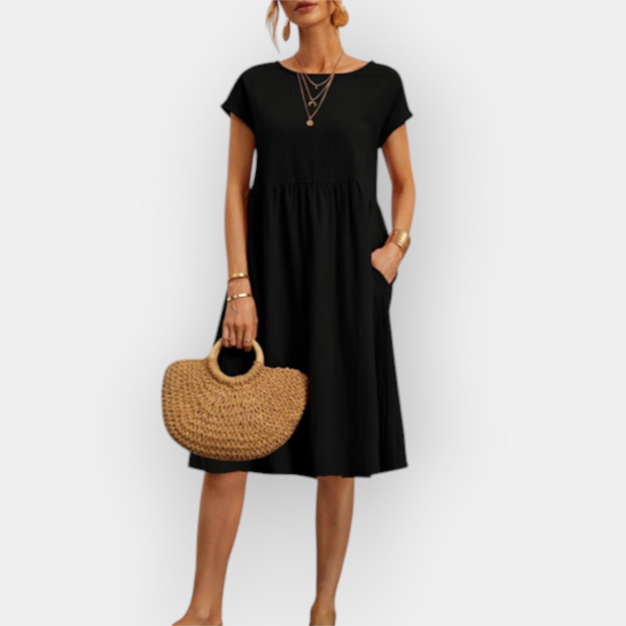 Rochie Midi cu Linii Minimaliste