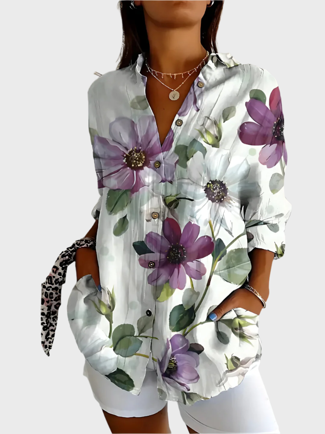 Cotton Floral Pattern Shirt