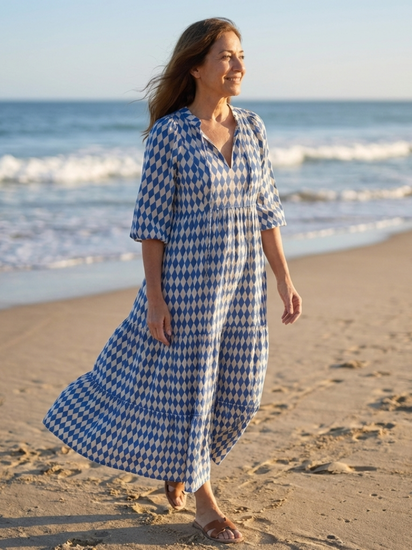 Elodie | Midi Dress with Diamond Print