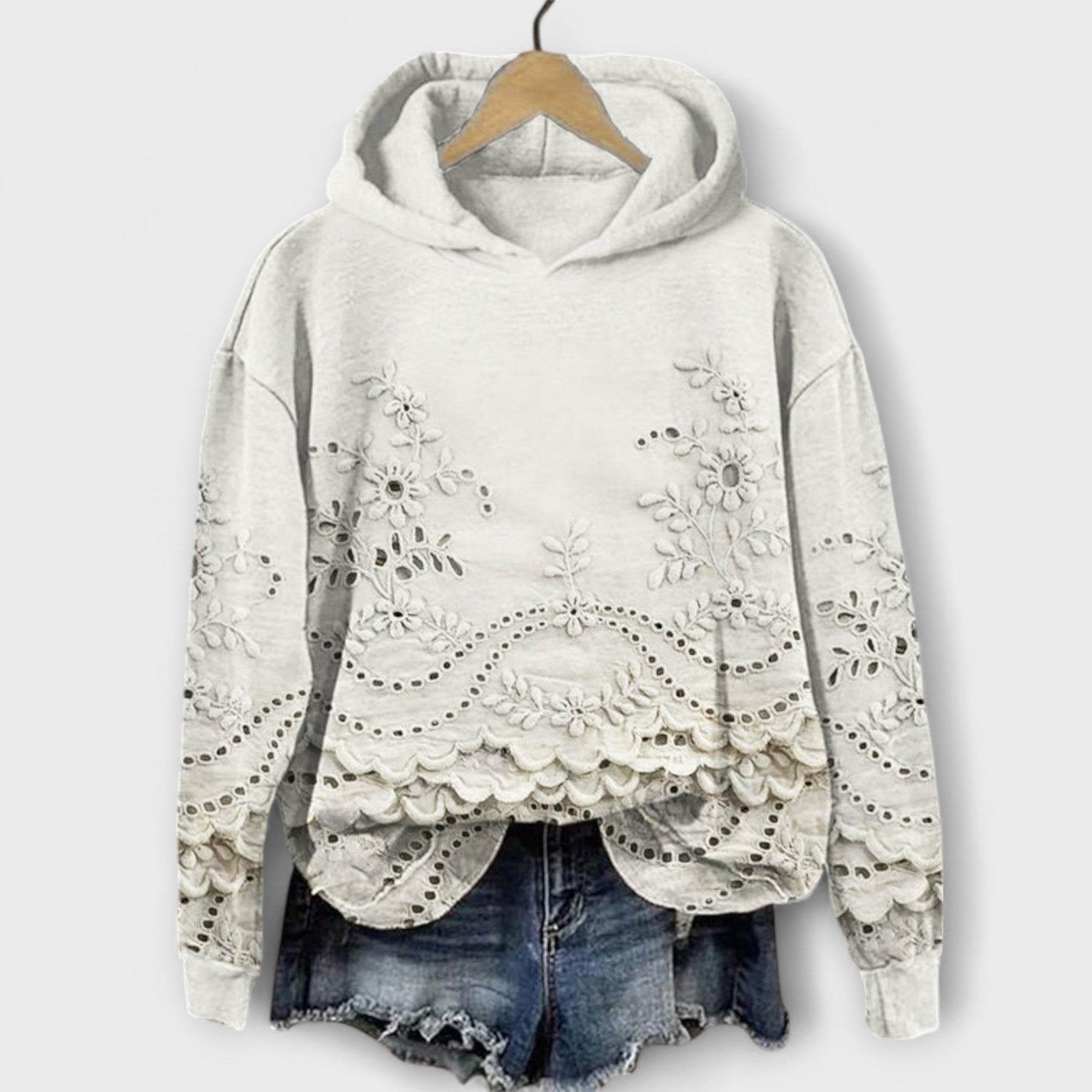 Grace – Vintage Hoodie with Floral Pattern