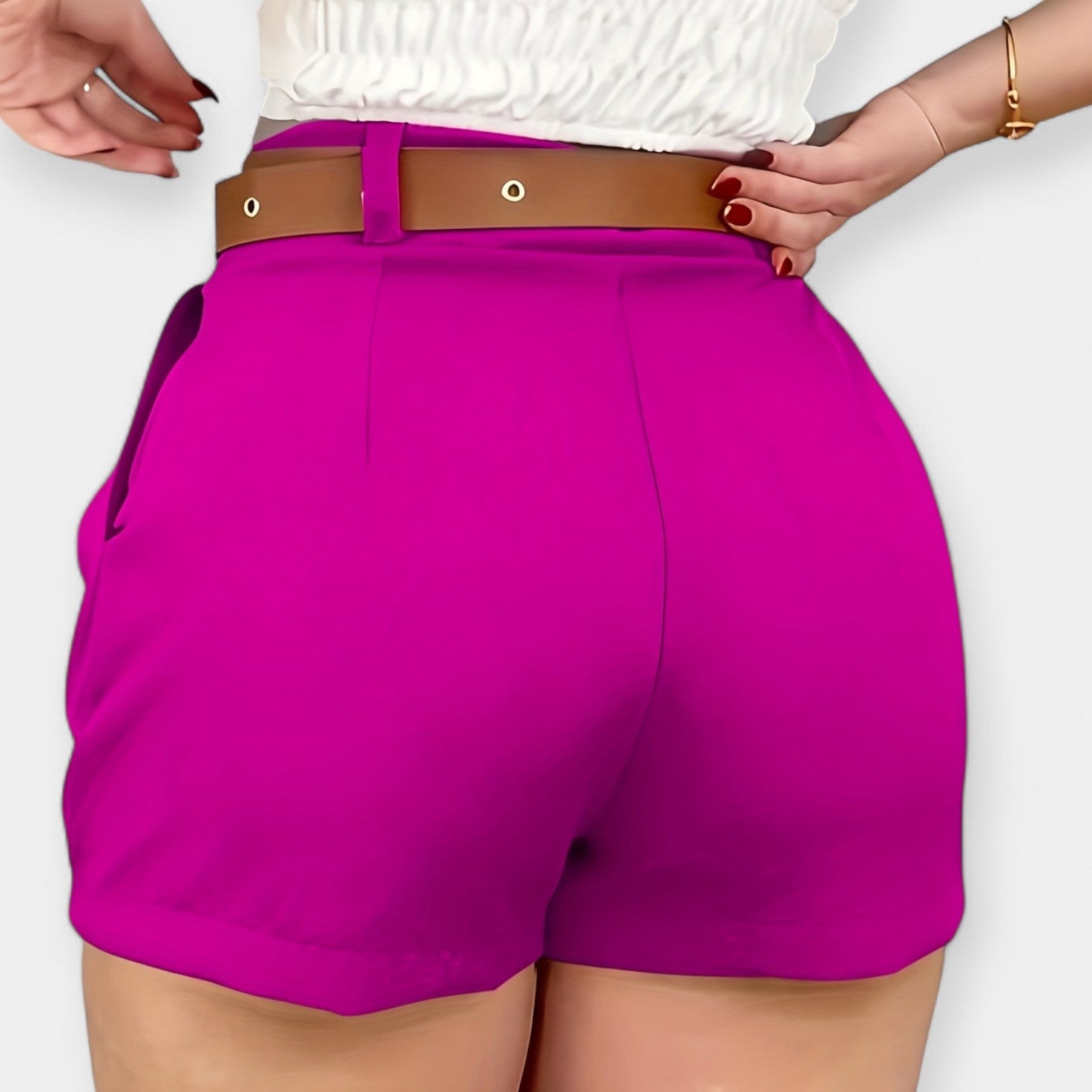 High-Waisted Pleated Shorts