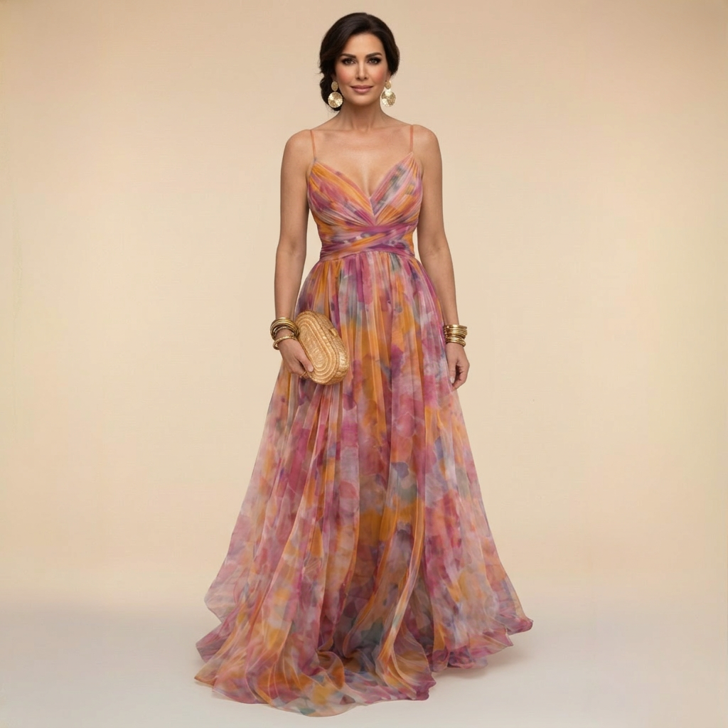 Giselle - Rochie lungă florală