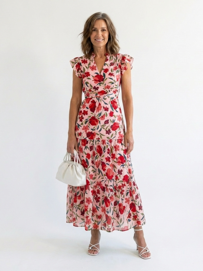 Lila | V-Neck Floral Midi Dress
