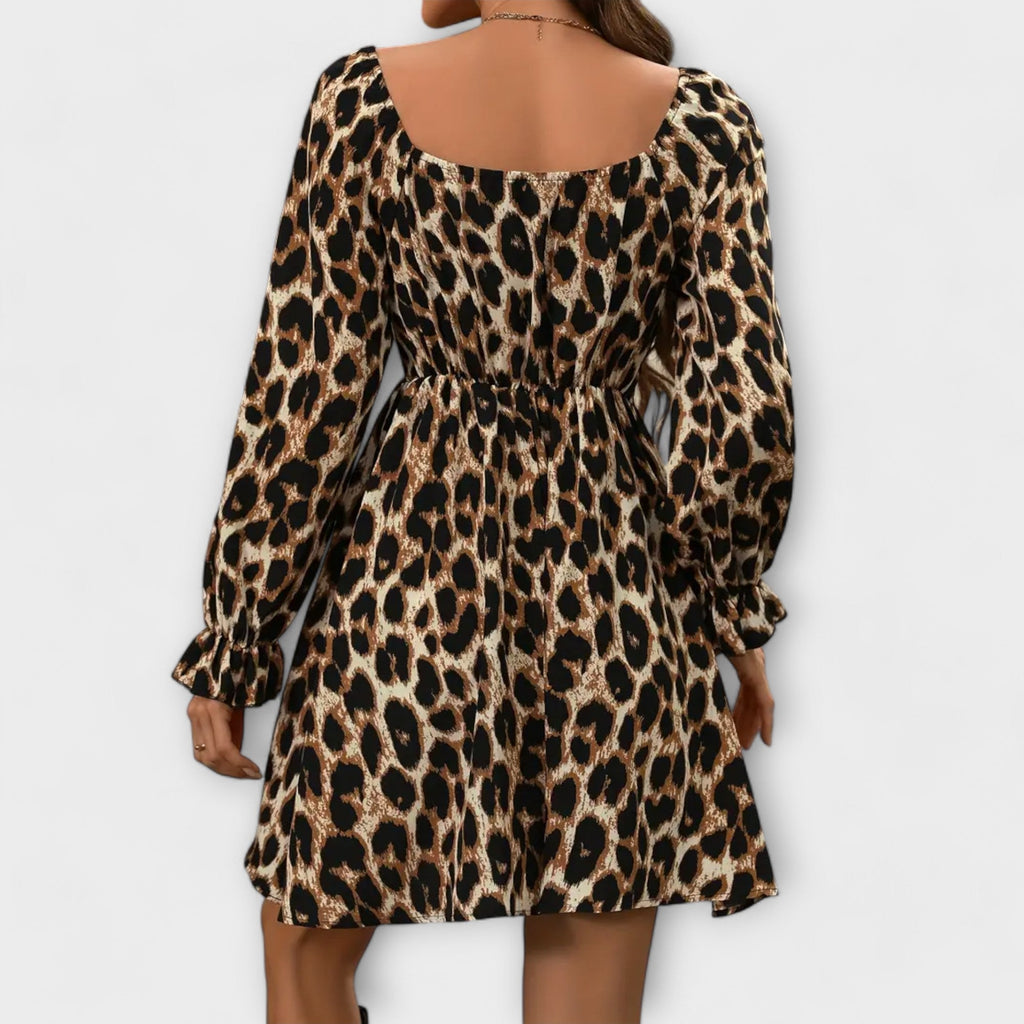 Catarina - Short Dress with Leopard Print