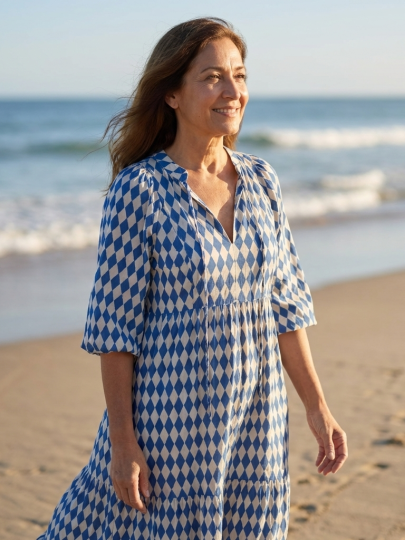 Elodie | Midi Dress with Diamond Print