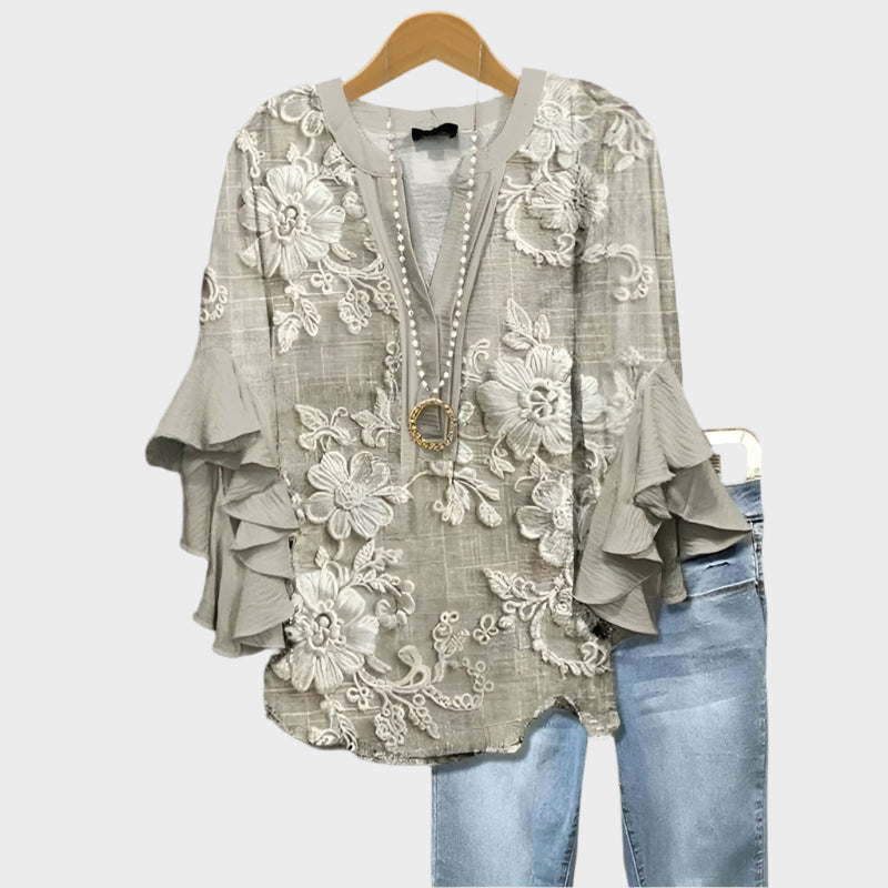 Shirt with Vintage Floral Pattern