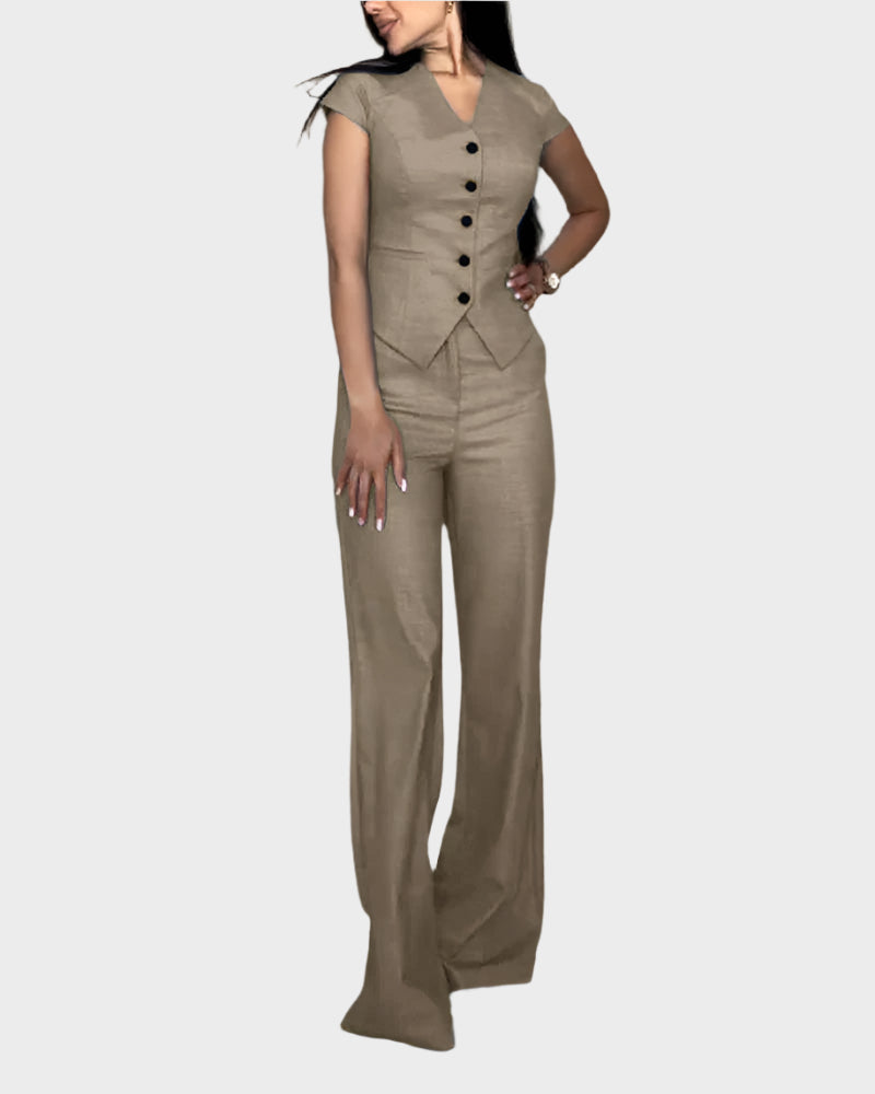 Set top și pantaloni în V