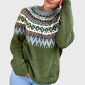 Soft Knit Sweater with High Neck and Pattern
