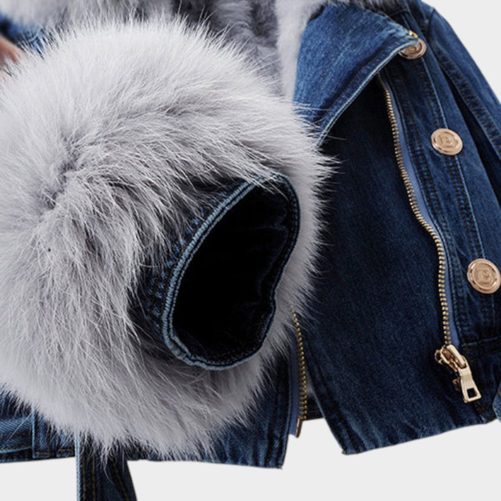 Alessia™ | Women's Denim Jacket with Fur Collar
