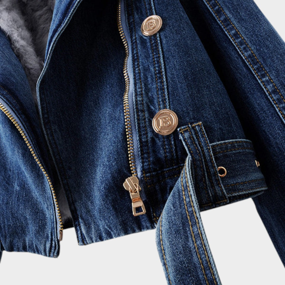 Alessia™ | Women's Denim Jacket with Fur Collar