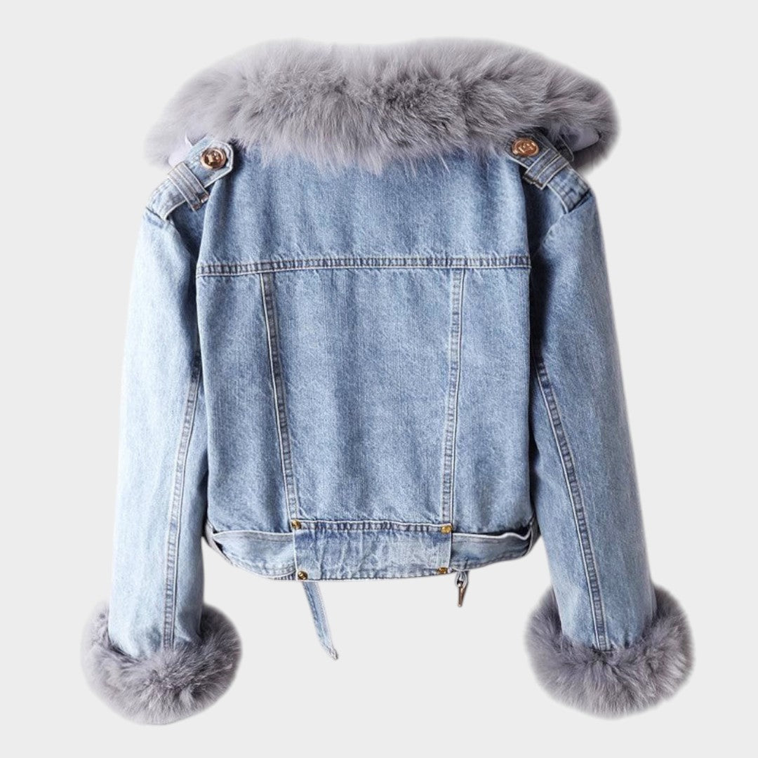 Alessia™ | Women's Denim Jacket with Fur Collar