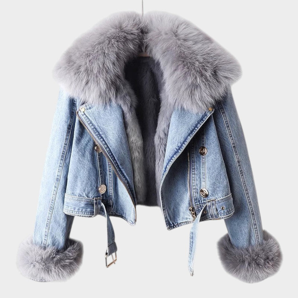 Alessia™ | Women's Denim Jacket with Fur Collar