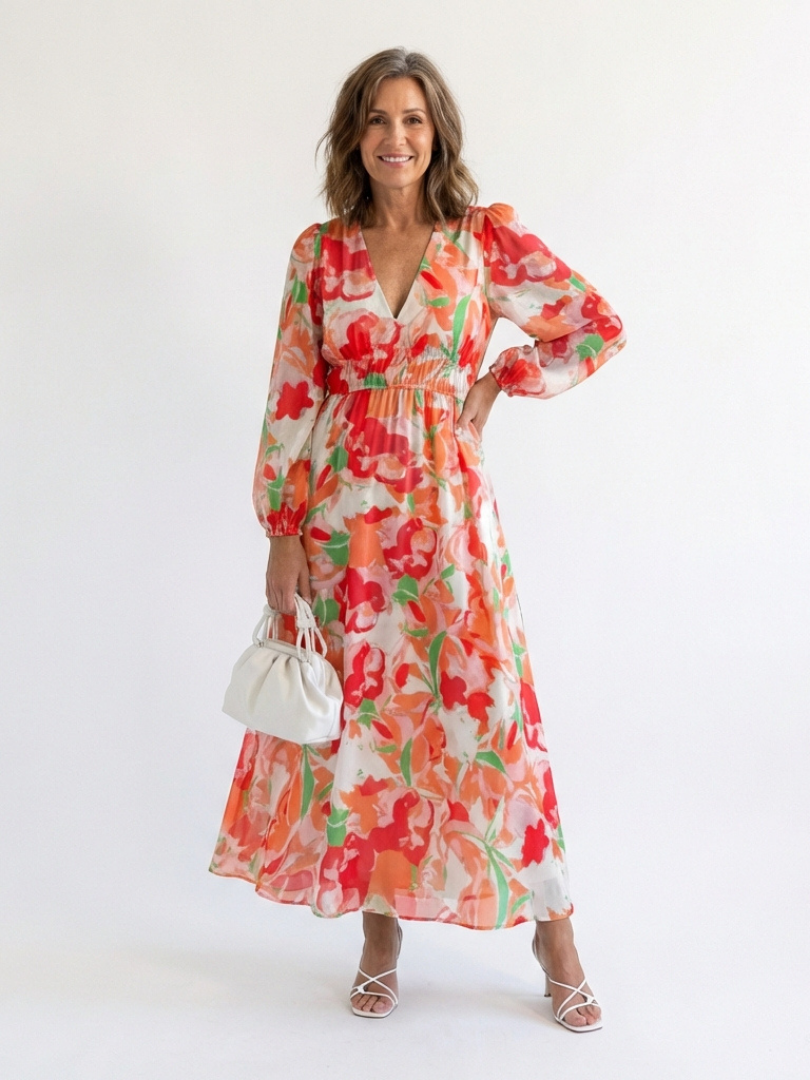 Althea | Floral Maxi Dress with Long Sleeves