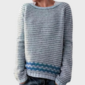 Knitted turtleneck sweater with striped pattern