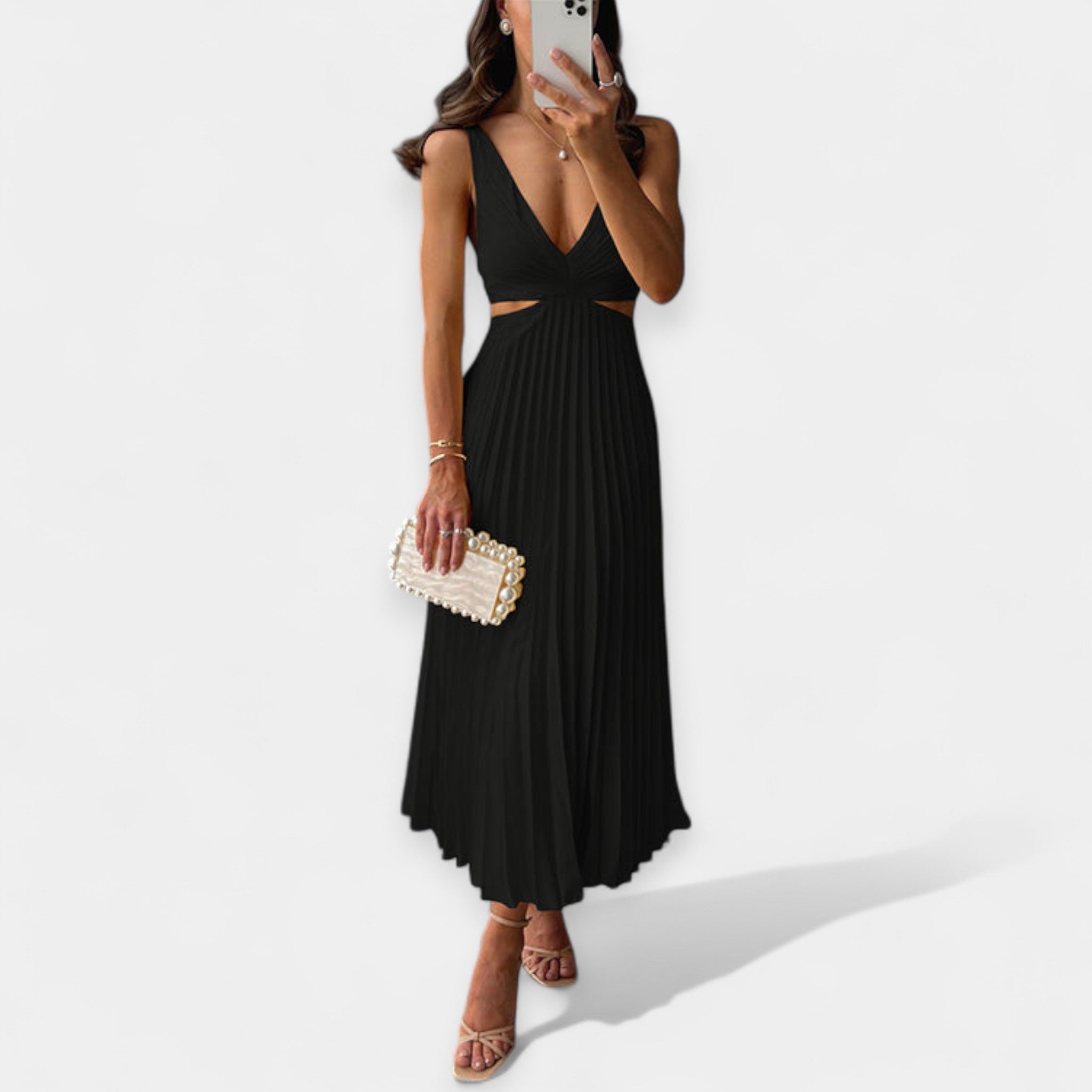 Rochie maxi cu design plisat