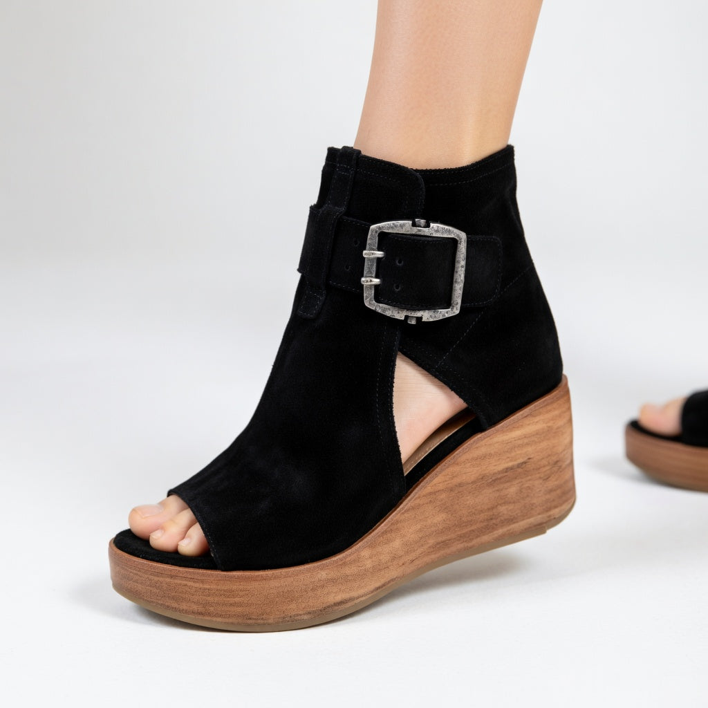 Wendy — Modern Open-Toe Wedge Ankle Boots