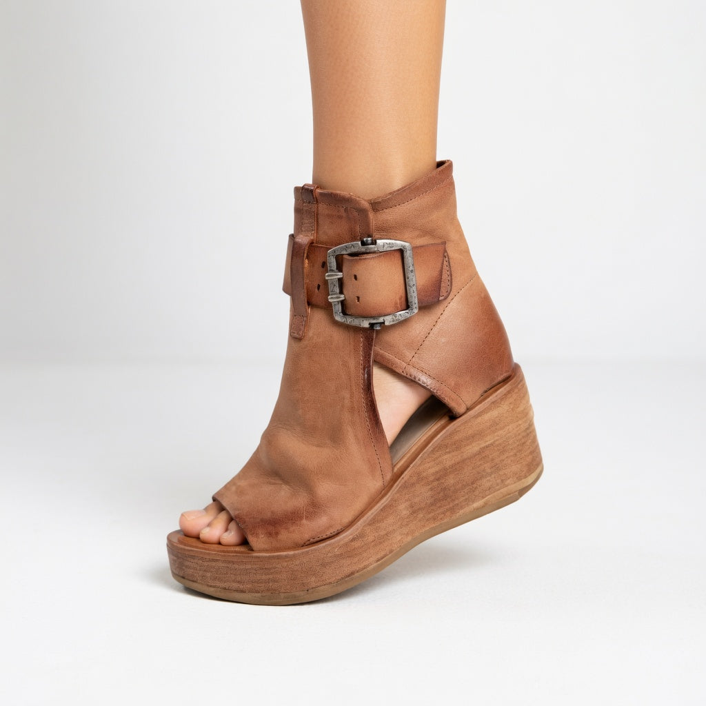 Wendy — Modern Open-Toe Wedge Ankle Boots