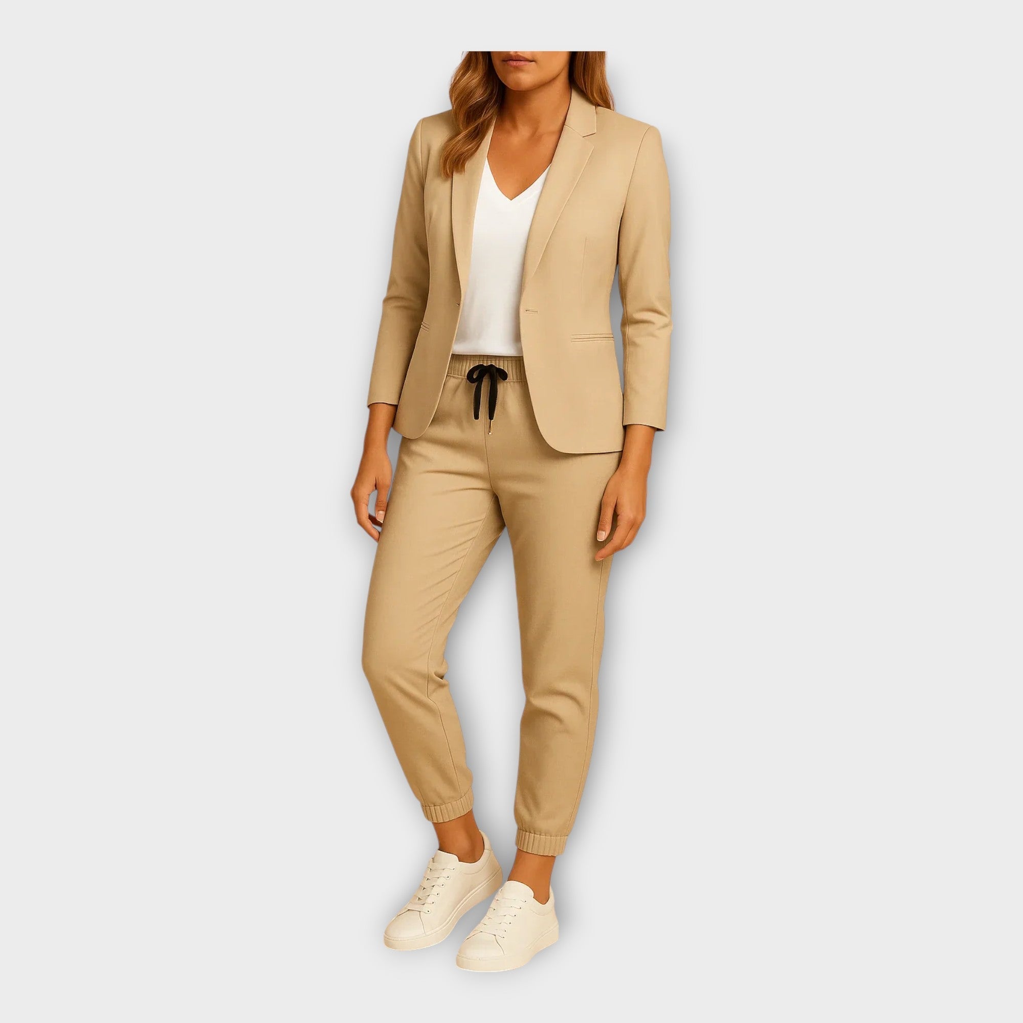 Costum pentru femei cu sacou și pantaloni jogger