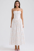 Maxi Dress with Thin Straps and Floral Pattern