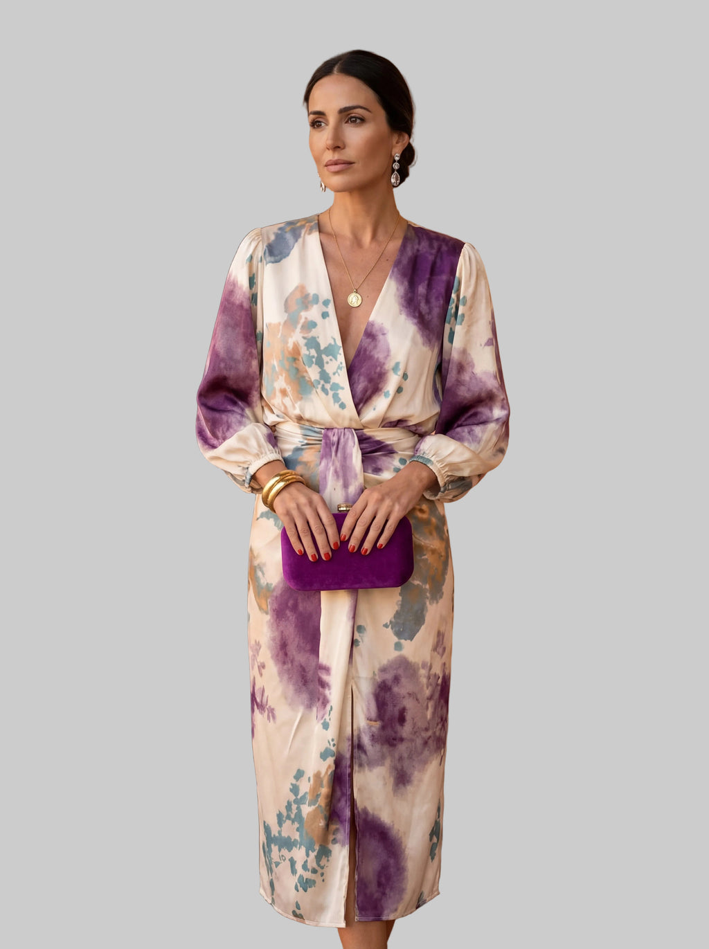 Valeria – Luxury Dress with Watercolor Pattern