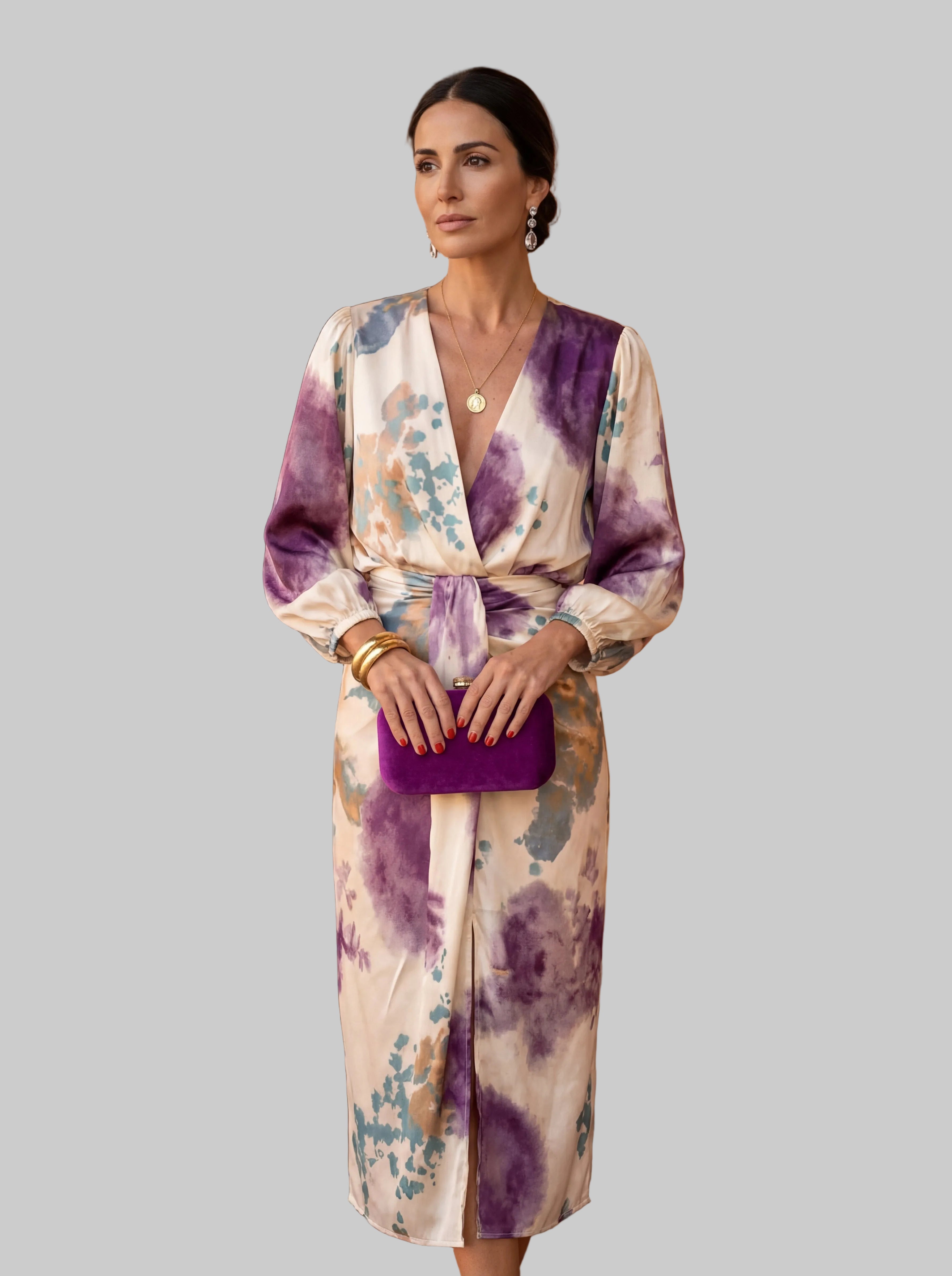 Valeria – Luxury Dress with Watercolor Pattern