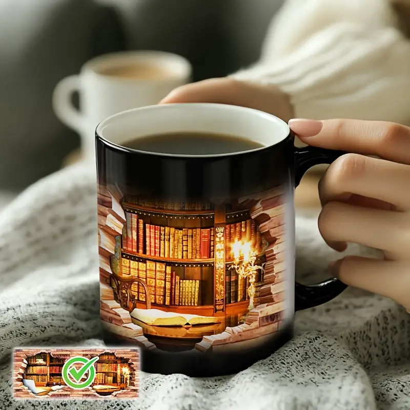 Delightful Bookshelves Heat Reactive Ceramic Mug