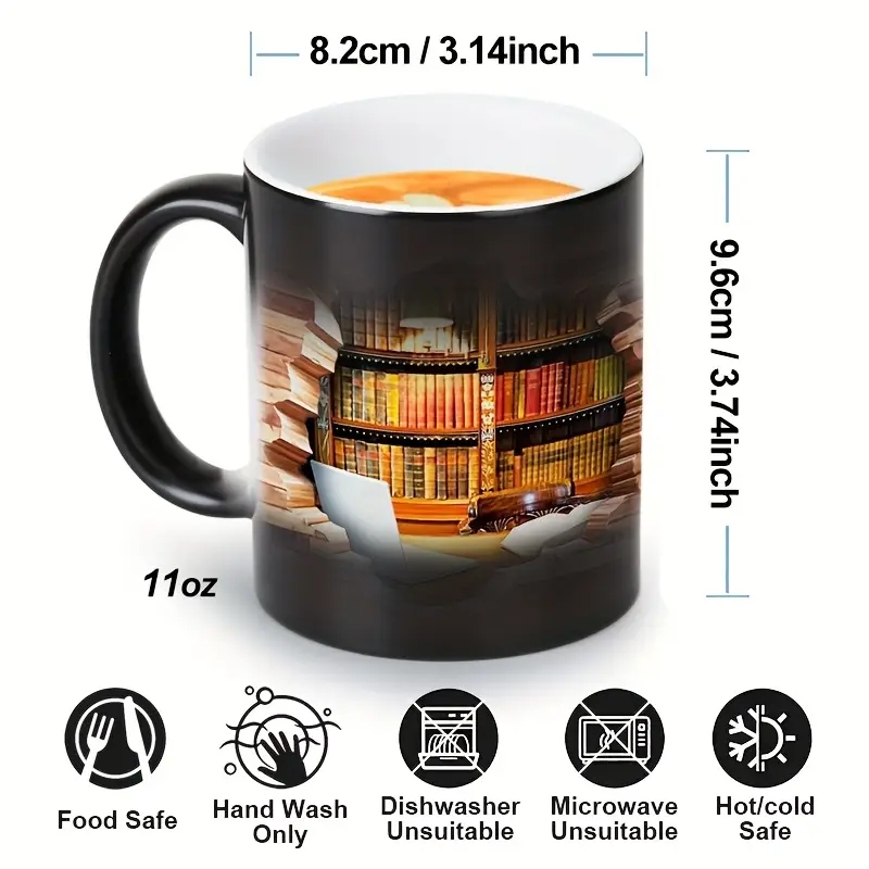 Delightful Bookshelves Heat Reactive Ceramic Mug
