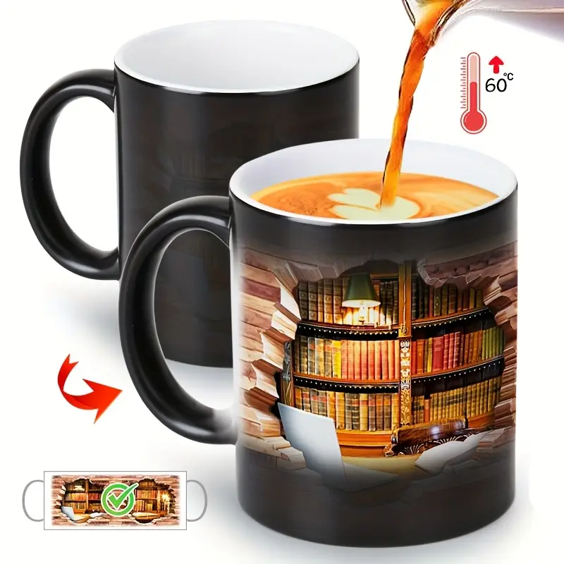 Cana din ceramică termoreactivă cu rafturi de cărți încântătoare