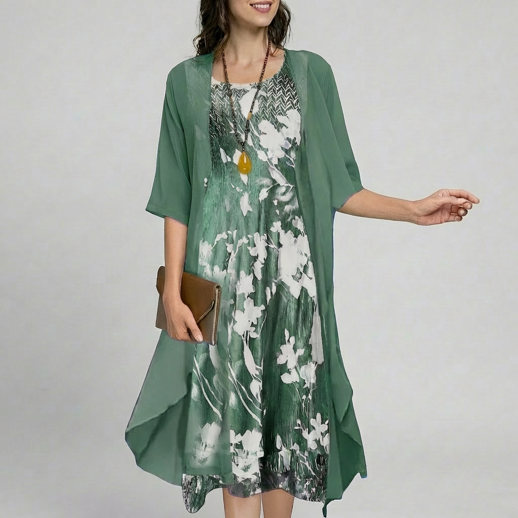 Sofia – Floral Chiffon Two-Piece Set